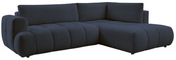 -25 % Dny MOMENTI– Bobochic Paris Tmavě modrá bouclé rozkládací pohovka Fuji 282 cm, pravá