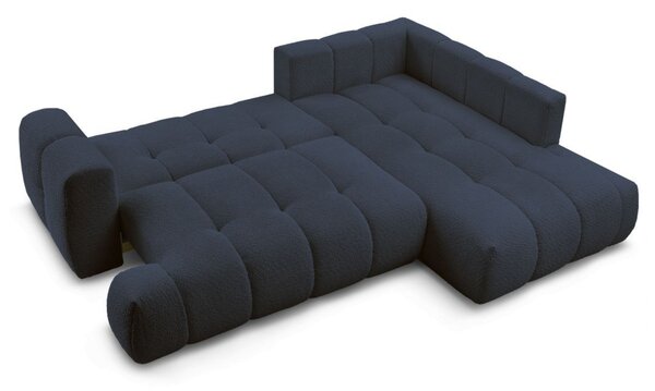 -25 % Dny MOMENTI– Bobochic Paris Tmavě modrá bouclé rozkládací pohovka Fuji 282 cm, pravá