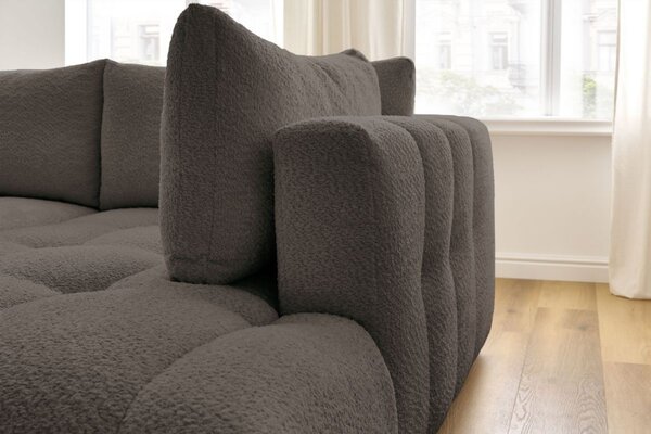 -25 % Dny MOMENTI– Bobochic Paris Hnědá bouclé rozkládací pohovka Fuji 282 cm, pravá