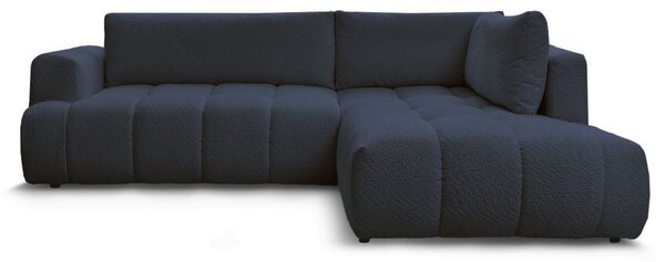 -25 % Dny MOMENTI– Bobochic Paris Tmavě modrá bouclé rozkládací pohovka Fuji 282 cm, pravá