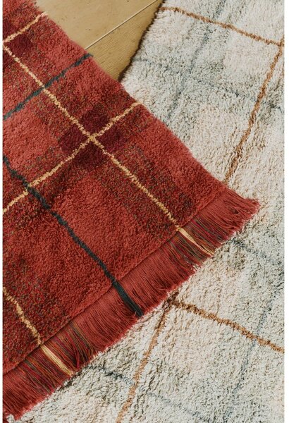Krémový/šalvějově zelený pratelný/ručně tkaný bavlněný koberec 140x190 cm Tartan Blue Sage – Lorena Canals