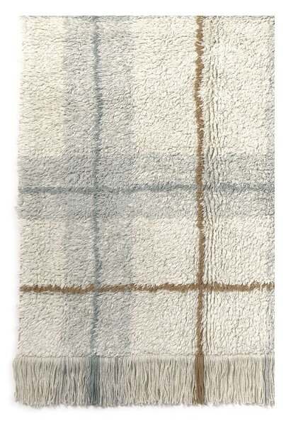 Krémový/šalvějově zelený pratelný/ručně tkaný bavlněný koberec 140x190 cm Tartan Blue Sage – Lorena Canals