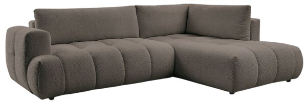 -25 % Dny MOMENTI– Bobochic Paris Hnědá bouclé rozkládací pohovka Fuji 282 cm, pravá
