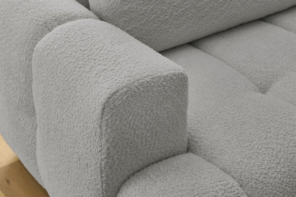 -25 % Dny MOMENTI– Bobochic Paris Světle šedá bouclé rozkládací pohovka Fuji 282 cm, pravá