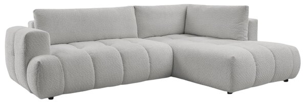 -25 % Dny MOMENTI– Bobochic Paris Světle šedá bouclé rozkládací pohovka Fuji 282 cm, pravá