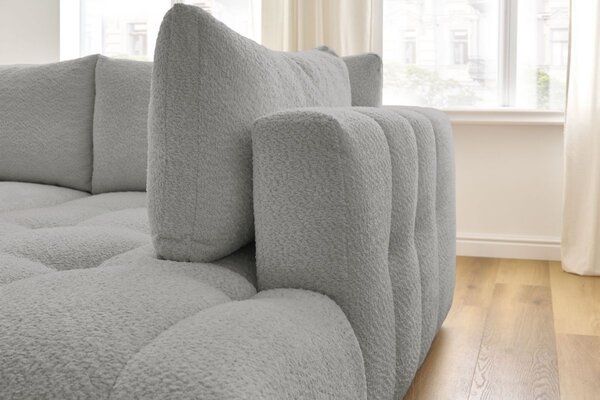 -25 % Dny MOMENTI– Bobochic Paris Světle šedá bouclé rozkládací pohovka Fuji 282 cm, pravá