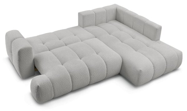 -25 % Dny MOMENTI– Bobochic Paris Světle šedá bouclé rozkládací pohovka Fuji 282 cm, pravá