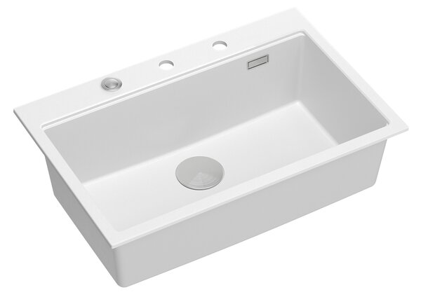 Bílý kuchyňský granitový dřez QUADRON Marc 110 s příslušenstvím bez baterie
