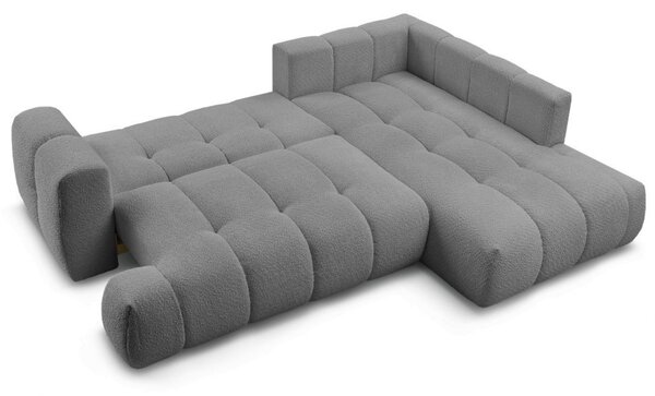 -25 % Dny MOMENTI– Bobochic Paris Šedá bouclé rozkládací pohovka Fuji 282 cm, pravá