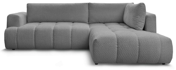 -25 % Dny MOMENTI– Bobochic Paris Šedá bouclé rozkládací pohovka Fuji 282 cm, pravá