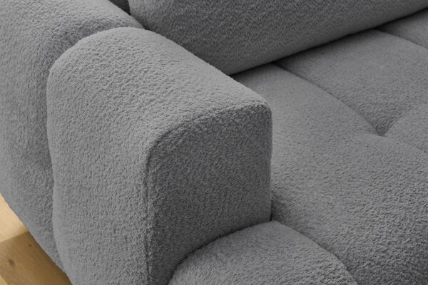 -25 % Dny MOMENTI– Bobochic Paris Šedá bouclé rozkládací pohovka Fuji 282 cm, pravá