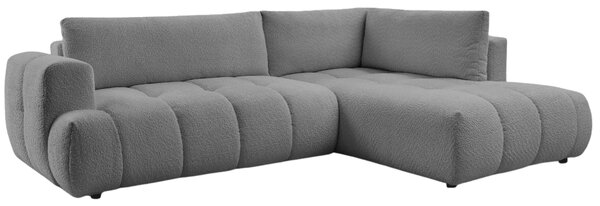 -25 % Dny MOMENTI– Bobochic Paris Šedá bouclé rozkládací pohovka Fuji 282 cm, pravá