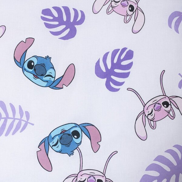 Fialové bavlněné dětské povlečení na jednolůžko 140x200 cm Lilo and Stitch "Kiss" – Jerry Fabrics