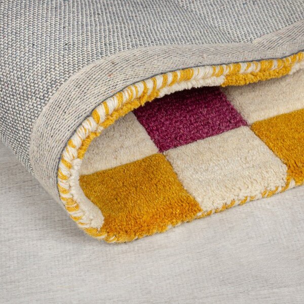 Žluto-růžový ručně tkaný vlněný běhoun 60x230 cm Kai Wool Border – Flair Rugs