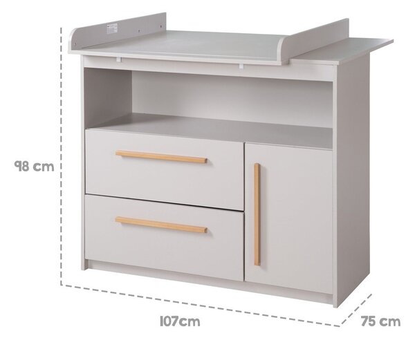 Světle šedá dětská komoda s přebalovacím pultem 107x98x75 cm Lea – Roba