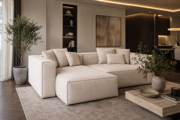 -25 % Dny MOMENTI– Cosmopolitan Design Béžová rohová pohovka Aveiro 254 cm, levá