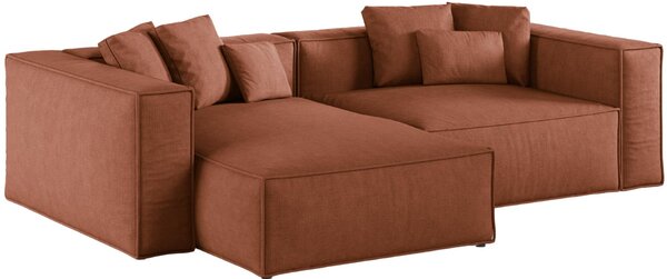 -25 % Dny MOMENTI– Cosmopolitan Design Terakotově oranžová rohová pohovka Aveiro 254 cm, levá