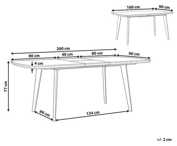Rozkládací jídelní stůl MOSBY Šedý mramor 160/200 cm 90 cm