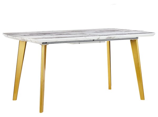 Rozkládací jídelní stůl MOSBY Mramor/Zlatá 160/200 cm 90 cm