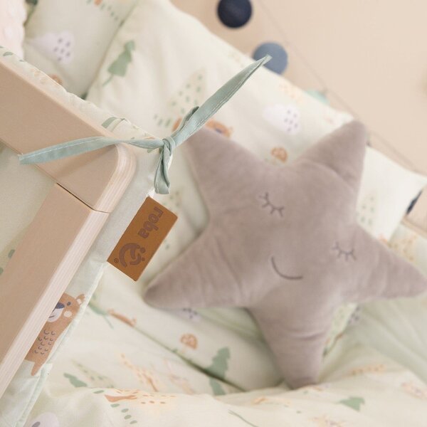 Světle zelený bavlněný mantinel do postýlky 170 cm Woodland Buddies – Roba