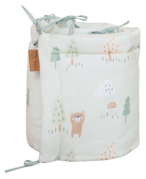 Světle zelený bavlněný mantinel do postýlky 170 cm Woodland Buddies – Roba