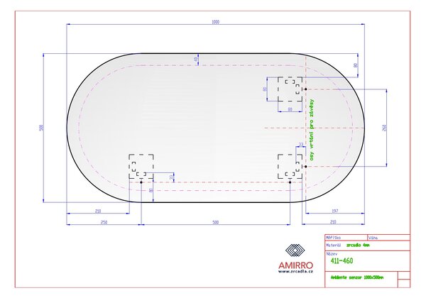 Zrcadlo ovál 100 x 50 cm s LED podsvícením na chodbu do předsíně nástěnné do koupelny na zeď 411-460