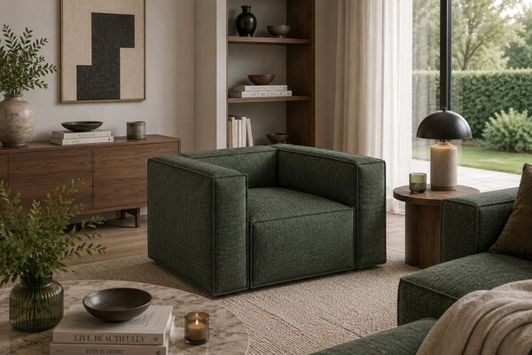 -25 % Dny MOMENTI– Cosmopolitan Design Tmavě zelené křeslo Aveiro