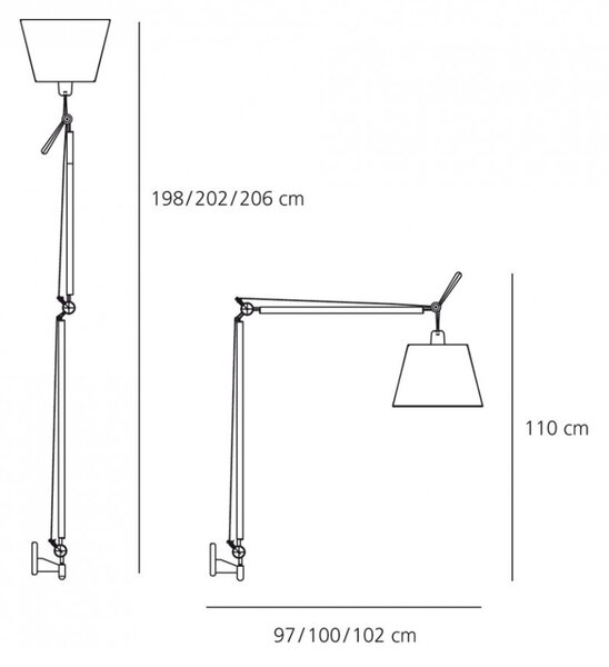 Artemide designová nástěnná svítidla Tolomeo Mega Parete