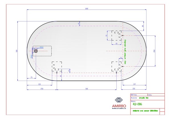 Zrcadlo do koupelny na zeď do pokoje do ložnice, předsíně na chodbu AMBIENTE OVAL SENZOR 100 x 50 cm s LED podsvícením POP_AMBIENTE_OVAL 411-231 41 4 411-286