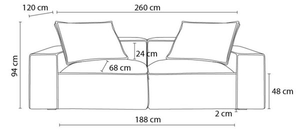 -25 % Dny MOMENTI– Bobochic Paris Béžová trojmístná pohovka Boheme 260 cm