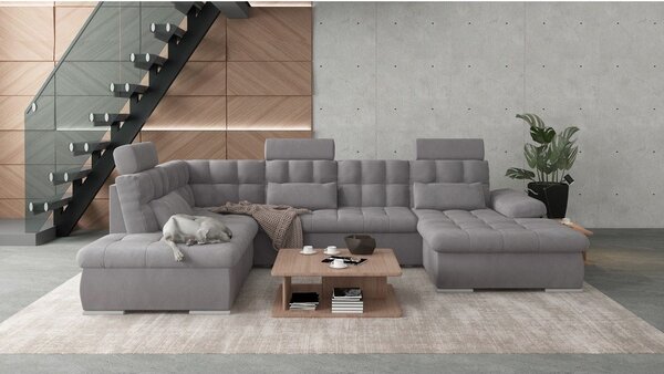 Šedá rozkládací/s úložným prostorem rohová pohovka (levý roh/do "U") Merkur – Ropez