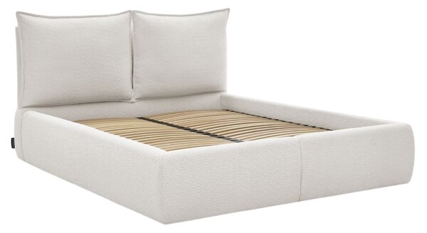 -25 % Dny MOMENTI– Bobochic Paris Bílá bouclé dvoulůžková postel Garance 160 x 200 cm s úložným prostorem