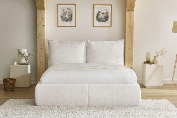 -25 % Dny MOMENTI– Bobochic Paris Bílá bouclé dvoulůžková postel Garance 160 x 200 cm s úložným prostorem