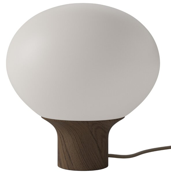 -25 % Dny MOMENTI– Bolia Opálově bílá skleněná stolní lampa Acorn 32 cm s tmavou dubovou podstavou