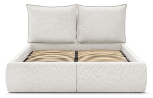 -25 % Dny MOMENTI– Bobochic Paris Bílá bouclé dvoulůžková postel Garance 160 x 200 cm s úložným prostorem