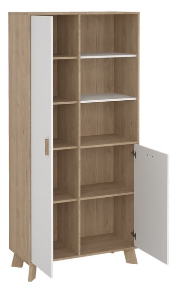 Bílá/v přírodní barvě knihovna v dekoru dubu 89x188x40 cm Ikast – Tvilum