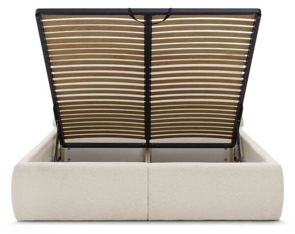 -25 % Dny MOMENTI– Bobochic Paris Béžová bouclé dvoulůžková postel Garance 160 x 200 cm s úložným prostorem