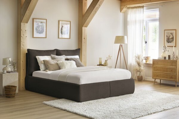 -25 % Dny MOMENTI– Bobochic Paris Hnědá bouclé dvoulůžková postel Garance 160 x 200 cm s úložným prostorem