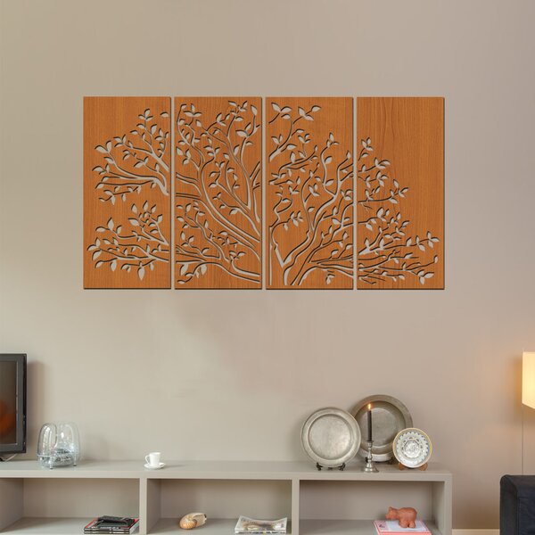 Dřevo života | 4 dílný dřevěný listnatný strom | Barva: Třešeň | Rozměry (cm): 80x44