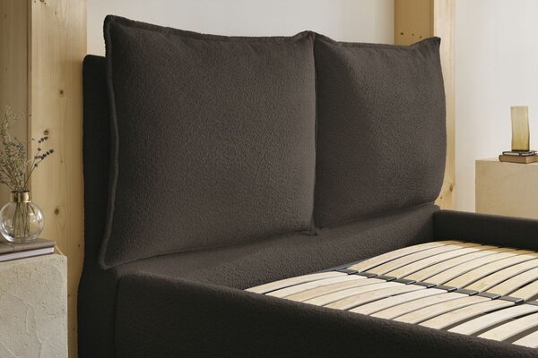 -25 % Dny MOMENTI– Bobochic Paris Hnědá bouclé dvoulůžková postel Garance 160 x 200 cm s úložným prostorem