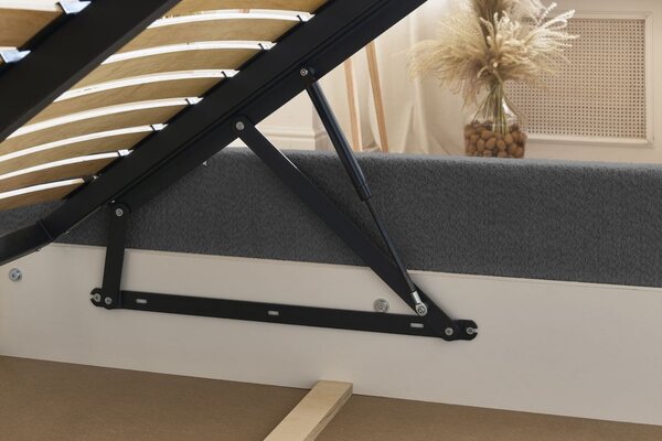 -25 % Dny MOMENTI– Bobochic Paris Tmavě šedá bouclé dvoulůžková postel Garance 160 x 200 cm s úložným prostorem