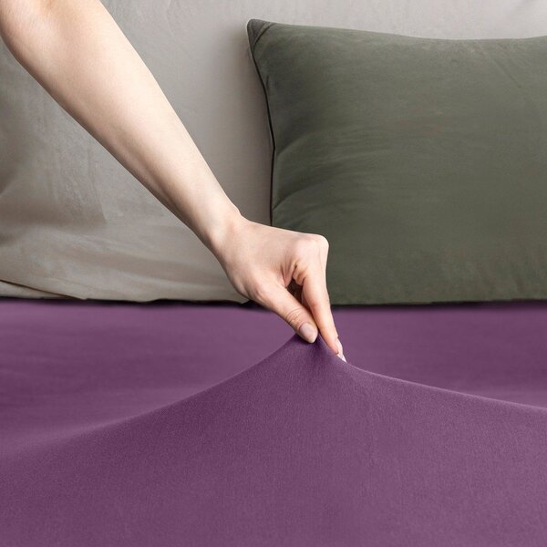 Fialové napínací prostěradlo jersey 160x200 cm Amber – Restilo