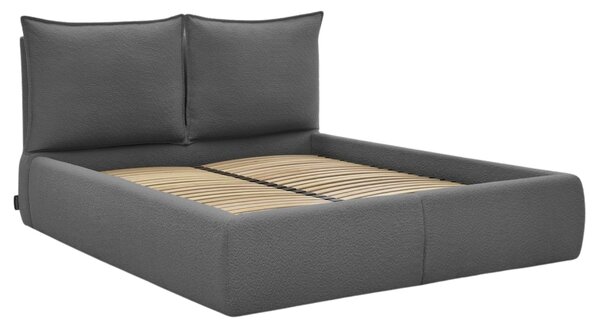 -25 % Dny MOMENTI– Bobochic Paris Tmavě šedá bouclé dvoulůžková postel Garance 160 x 200 cm s úložným prostorem