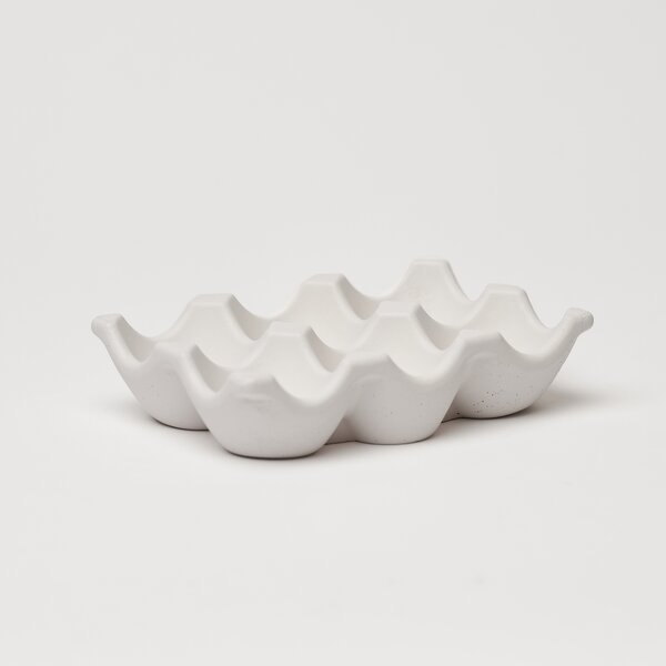 ODLITO Betonové plato na vajíčka – bílá – 14 cm