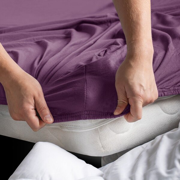 Fialové napínací prostěradlo jersey 160x200 cm Amber – Restilo