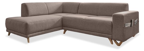 Hnědá rozkládací/s úložným prostorem rohová pohovka (levý roh/do L) Classy Sophie – Miuform