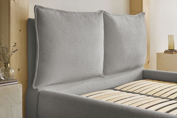 -25 % Dny MOMENTI– Bobochic Paris Světle šedá bouclé dvoulůžková postel Garance 160 x 200 cm s úložným prostorem