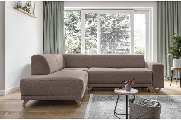 Hnědá rozkládací/s úložným prostorem rohová pohovka (levý roh/do L) Classy Sophie – Miuform