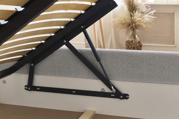 -25 % Dny MOMENTI– Bobochic Paris Světle šedá bouclé dvoulůžková postel Garance 160 x 200 cm s úložným prostorem
