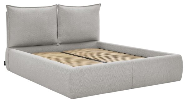 -25 % Dny MOMENTI– Bobochic Paris Světle šedá bouclé dvoulůžková postel Garance 160 x 200 cm s úložným prostorem
